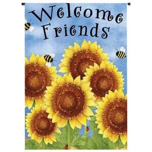 NEW Welcome Friends Spring Summer Floral Sunflower Garden Flag 12”x18” (#3)